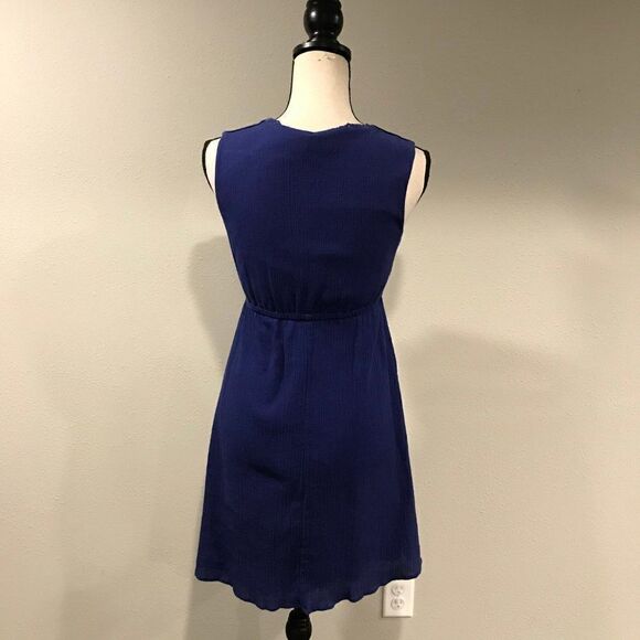 Faux wrap v-neck navy blue dress - Picture 6 of 11